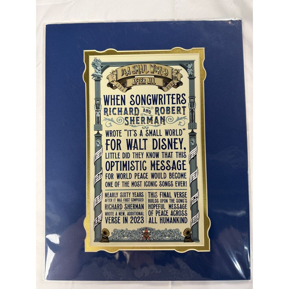 NEW Disney Parks Sherman Brothers Small World Lyrics Art Print Delfin Gomez